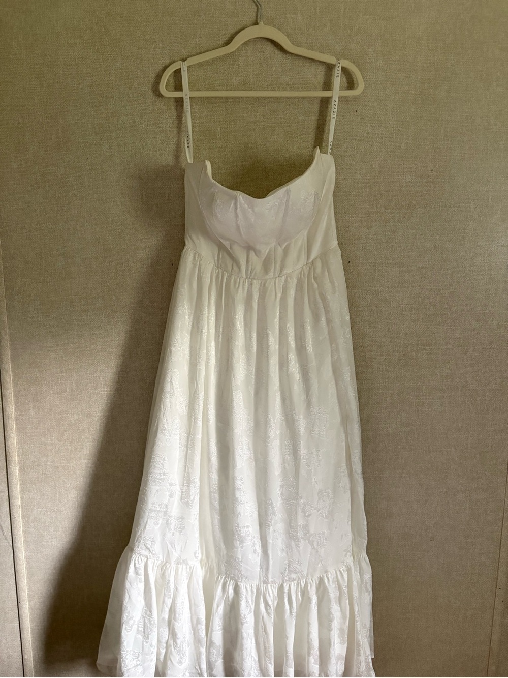 Azazie White Sleeveless Maxi Dress with Sweetheart Bodice